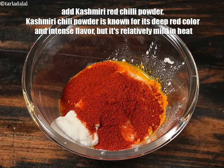 Step 13 – <p>Add 1 tsp Kashmiri red chilli powder. Kashmiri chili powder is known for its deep …