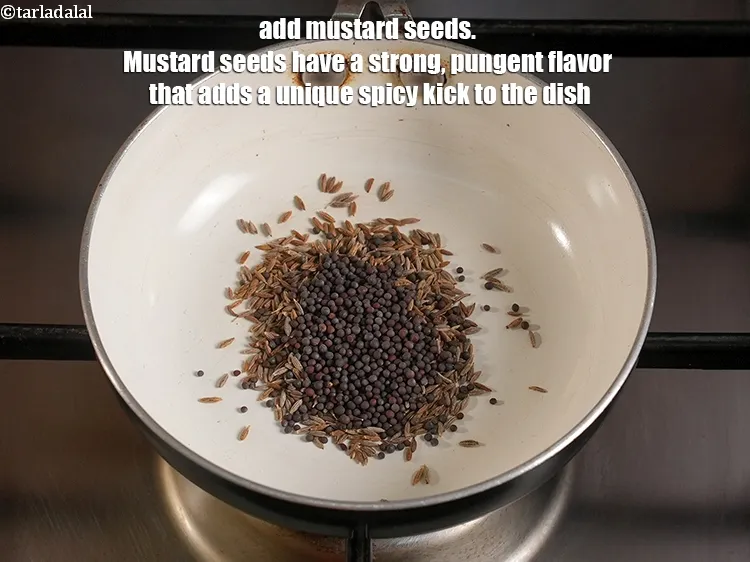 Step 4 – <p>Add 1 tsp <a href="https://www.tarladalal.com/glossary-mustard-seeds-sarson-rai-sarson-ke-beej-525i">mustard seeds ( rai / sarson)</a>. Mustard seeds have a strong, …
