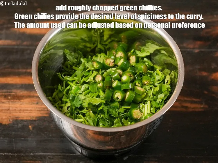Step 4 – <p>Add 1 tbsp roughly <a href="https://www.tarladalal.com/glossary-chopped-green-chilli-820i">chopped green chillies</a>. Green chilies provide the desired level of …