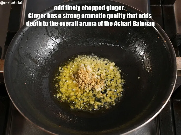 Step 24 – <p>Add 1 tsp finely <a href="https://www.tarladalal.com/glossary-chopped-ginger-786i">chopped ginger (adrak)</a>.&nbsp;Ginger has a strong aromatic quality that adds …