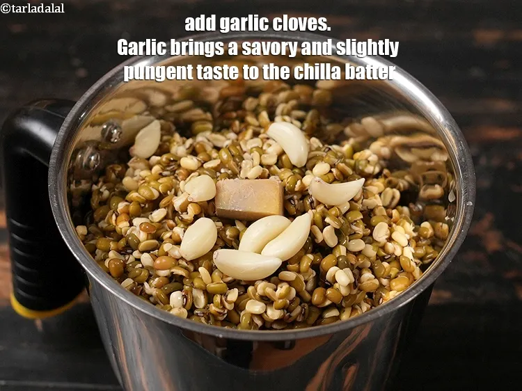 Step 5 – <p>Add 3 to 4 <a href="https://www.tarladalal.com/glossary-garlic-cloves-1857i">garlic (lehsun) cloves</a>. Garlic brings a savory and slightly pungent …