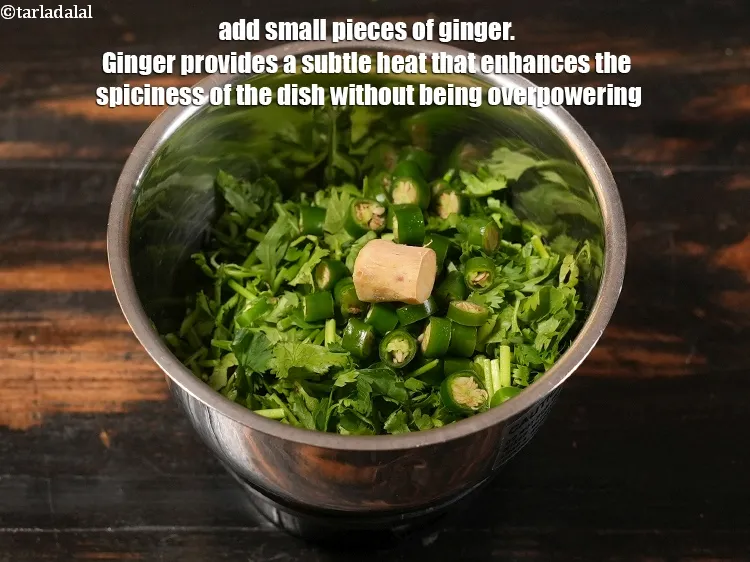 Step 5 – <p>Add 1 small piece <a href="https://www.tarladalal.com/glossary-ginger-adrak-453i">ginger (adrak)</a>. Ginger provides a subtle heat that enhances the …