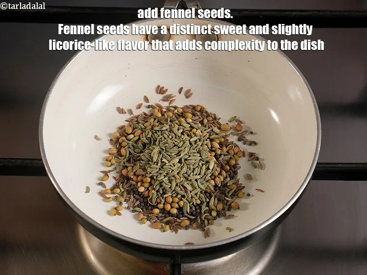 Step 6 – <p>Add 1 tsp <a href="https://www.tarladalal.com/glossary-fennel-seeds-saunf-sauf-410i">fennel seeds (saunf)</a>. Fennel seeds have a distinct sweet and slightly …
