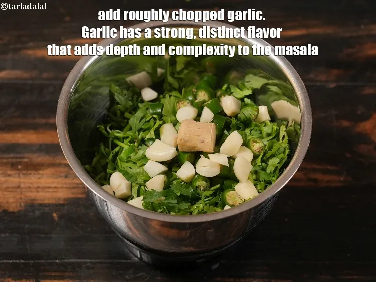 Step 6 – <p>Add 1 tbsp roughly <a href="https://www.tarladalal.com/glossary-chopped-garlic-790i">chopped garlic (lehsun)</a>. Garlic has a strong, distinct flavor that …