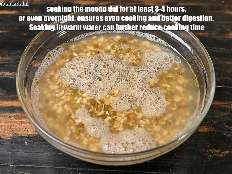 Step 23 – <p>Soaking the moong dal for at least 3-4 hours, or even overnight, ensures even cooking …