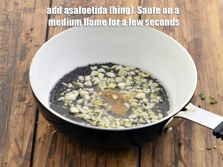 Step 4 – <p>Add the <span style="background-color:rgb(255,255,255);color:rgb(0,0,0);">1/4 tsp </span><a href="https://www.tarladalal.com/glossary-asafoetida-hing-113i"><u>asafoetida (hing)</u></a>. Saute on a medium flame for a …