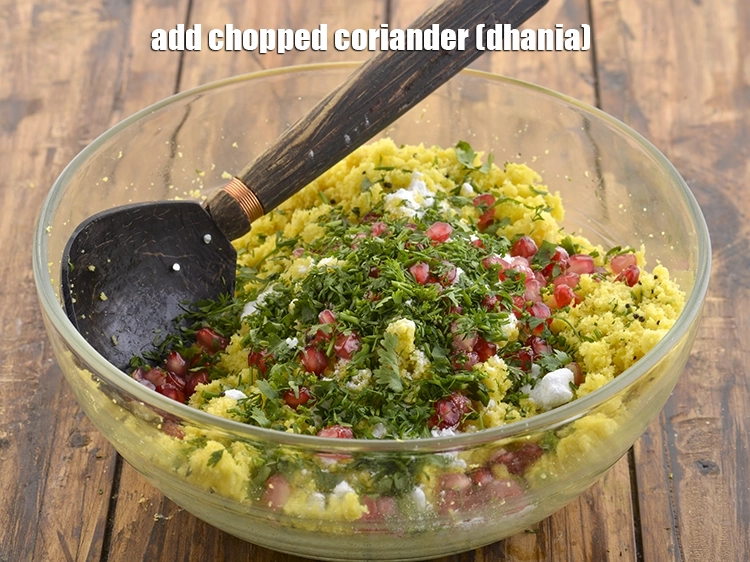 Step 9 – <p>Add the <span style="background-color:rgb(255,255,255);color:rgb(0,0,0);">2 tbsp </span><a href="https://www.tarladalal.com/glossary-coriander-dhania-kothmir-369i#ing_2365"><u>chopped coriander (dhania)</u></a>. They provide bright colour and amazing …