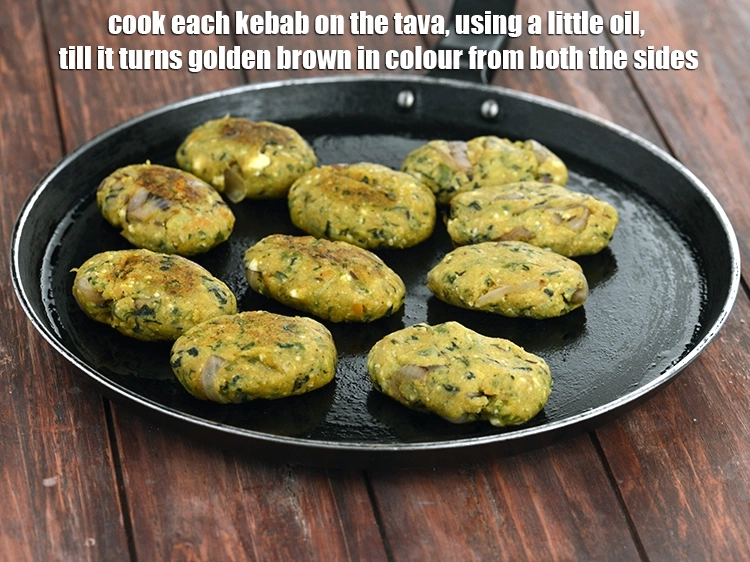 Step 12 – <p><span style="background-color:rgb(255,255,255);color:rgb(0,0,0);">Cook each kebab on the tava, using a little oil, till it turns golden …