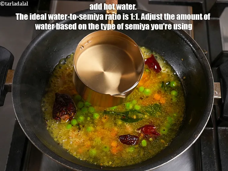 Step 23 – <p><span style="background-color:rgb(255,255,255);color:rgb(0,0,0);">Add 2 cups of hot water. The ideal water-to-semiya ratio is 1:1. Adjust the …