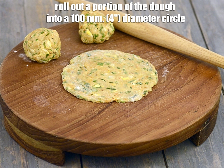 Step 4 – <p><span style="background-color:rgb(255,255,255);color:rgb(0,0,0);">Roll out a portion of the dough into a 100 mm. (4") diameter circle …