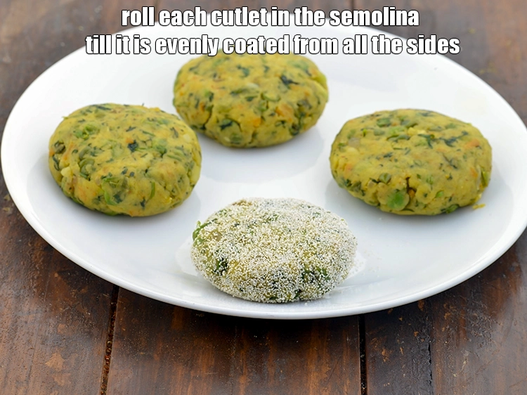 Step 6 – <p><span style="background-color:rgb(255,255,255);color:rgb(0,0,0);">Roll each cutlet in the </span><a href="https://www.tarladalal.com/glossary-semolina-sooji-rava-rawa-603i"><u>semolina (rava / sooji)</u></a><span style="background-color:rgb(255,255,255);color:rgb(0,0,0);"> till it is …