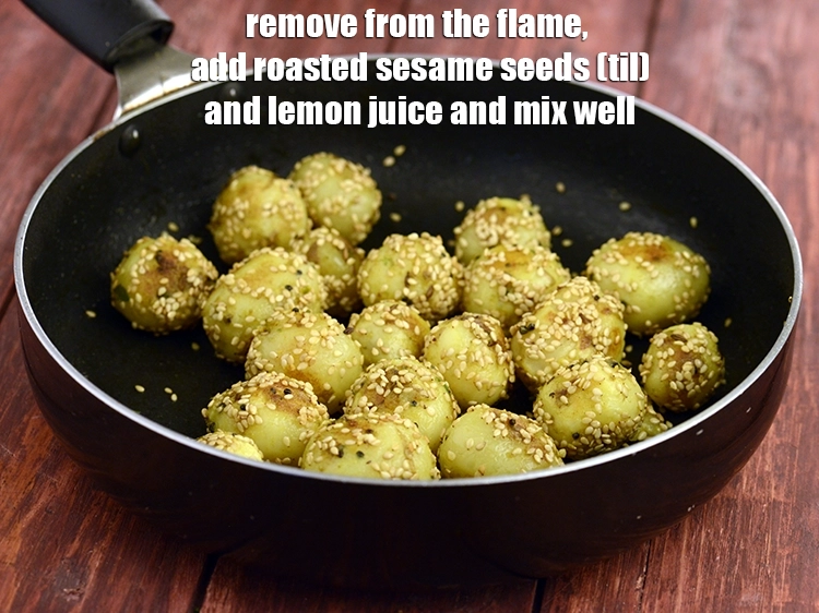 Step 7 – <p><span style="background-color:rgb(255,255,255);color:rgb(0,0,0);">Remove from the flame, add the 2 tbsp </span><a href="https://www.tarladalal.com/glossary-sesame-seeds-til-gingelly-seeds-612i#ing_3277"><u>roasted sesame seeds (til)</u></a><span style="background-color:rgb(255,255,255);color:rgb(0,0,0);"> …