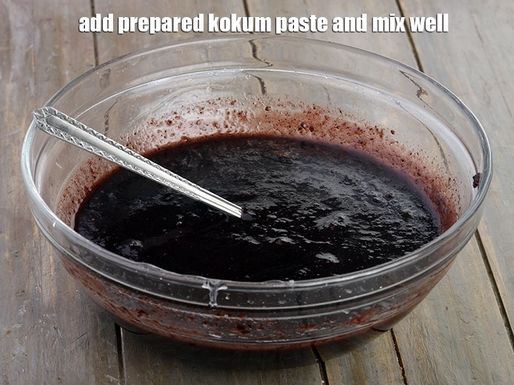 Step 5 – <p><span style="background-color:rgb(255,255,255);color:rgb(0,0,0);">Add the <strong>prepared kokum paste</strong> and mix well.</span></p>