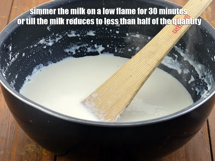 Step 2 – <p><span style="background-color:rgb(255,255,255);color:rgb(0,0,0);">Simmer the milk on a low flame for 30 minutes or till the milk …