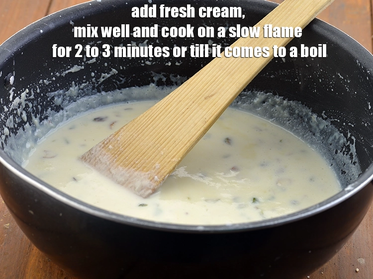 Step 5 – <p><span style="background-color:rgb(255,255,255);color:rgb(0,0,0);">Add the 3/4 cup </span><a href="https://www.tarladalal.com/glossary-fresh-cream-1877i"><u>fresh cream</u></a><span style="background-color:rgb(255,255,255);color:rgb(0,0,0);">, mix well and cook on a …