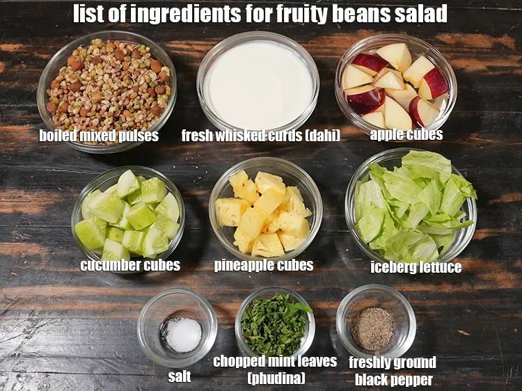Step 2 – <p><i><u>See the below image of list of ingredients for fruity beans salad recipe.</u></i></p>