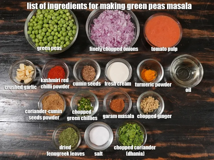 Step 8 – <p><i><u>See the below image of list of ingredients for making green peas masala recipe.</u></i></p>