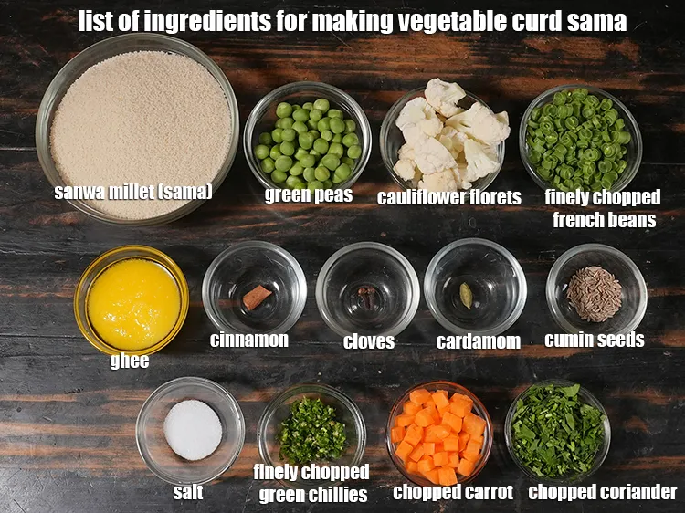 Step 2 – <p><i><u>See the below image of list of ingredients for making healthy sama vegetable pulao.</u></i></p>