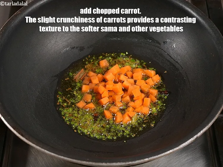 Step 14 – <p>Add 2 tbsp <a href="https://www.tarladalal.com/glossary-chopped-carrot-798i">chopped carrot</a>. The slight crunchiness of carrots provides a contrasting texture …