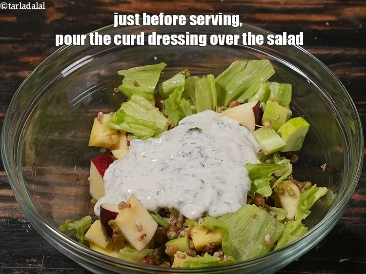 Step 14 – <p>Just before serving, pour the curd dressing over the salad.</p>