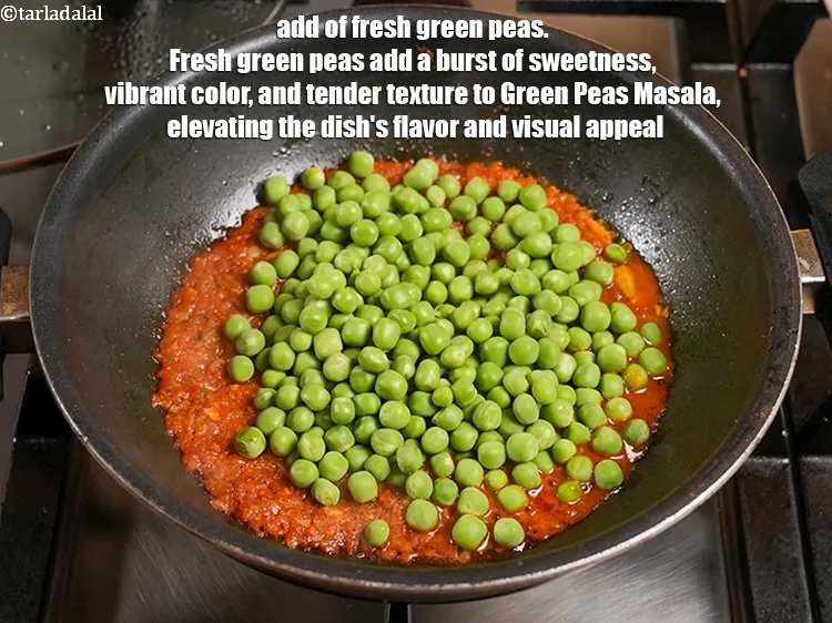Step 22 – <p><span style="color:rgb(0,0,0);">Add 1½ cups of fresh </span><a href="https://www.tarladalal.com/glossary-green-peas-matar-hare-matar-vatana-180i">green peas</a><span style="color:rgb(0,0,0);">. Fresh green peas add a …