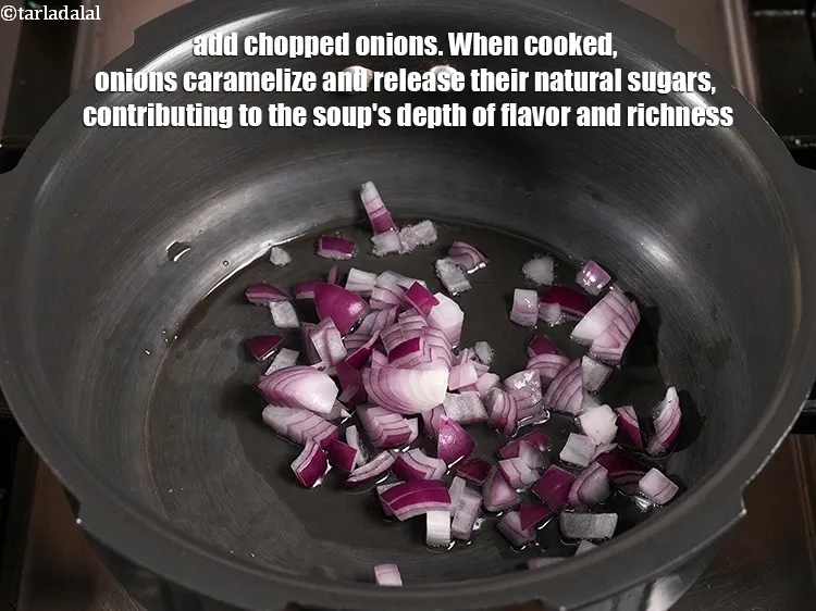 Step 4 – <p>Add ¼ cup <a href="https://www.tarladalal.com/glossary-chopped-onions-722i">chopped onions</a>. When cooked, onions caramelize and release their natural sugars, …