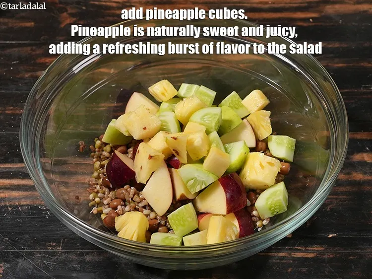Step 11 – <p>Add ¼ cup <a href="https://www.tarladalal.com/glossary-pineapple-cubes-91i">pineapple cubes</a>. Pineapple is naturally sweet and juicy, adding a refreshing …