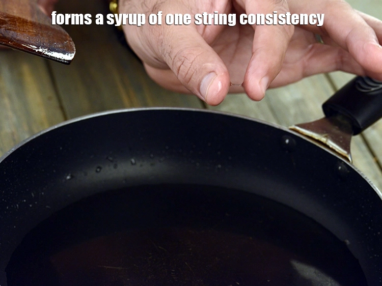 Step 7 – <p><span style="background-color:rgb(255,255,255);color:rgb(0,0,0);">Forms a syrup of one string consistency.</span></p>