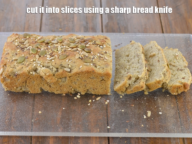 Step 8 – <p><span style="background-color:rgb(255,255,255);color:rgb(0,0,0);">Cut it into slices using a sharp bread knife.</span></p>