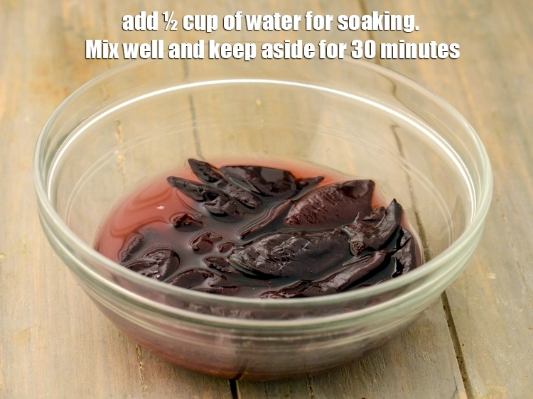 Step 7 – <p>Add ½ cup of water for soaking. Mix well and keep aside for 30 minutes. …