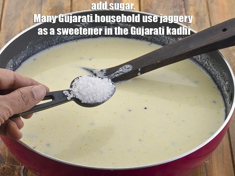 Step 9 – <p>Add <span style="background-color:rgb(255,255,255);color:rgb(0,0,0);">2 tbsp </span><a href="https://www.tarladalal.com/glossary-sugar-chini-shakkar-278i"><u>sugar</u></a>. Many Gujarati household use jaggery as a sweetener in …