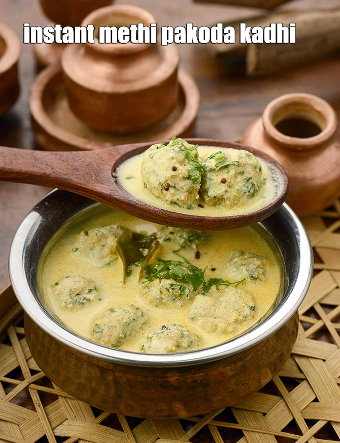 Step 9 – <p><span style="background-color:rgb(255,255,255);color:rgb(0,0,0);">Serve </span><strong>Microwave &nbsp;Methi Pakoda Kadhi &nbsp;Recipe | &nbsp;Instant Methi Pakoda Kadhi | Microwave Fenugreek …