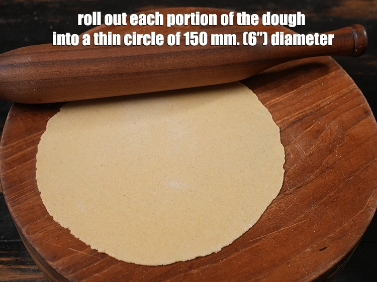 Step 10 – <p><span style="background-color:rgb(255,255,255);color:rgb(0,0,0);">Roll out each portion of the dough into a thin circle of 150 mm. …