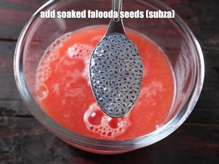 Step 5 – <p><span style="background-color:rgb(255,255,255);color:rgb(0,0,0);">Add 6 tsp </span><a href="https://www.tarladalal.com/glossary-falooda-seeds-sabja-seeds-basil-seeds-tukmaria-1811i#ing_3262"><u>soaked falooda seeds (subza)</u></a>.</p>