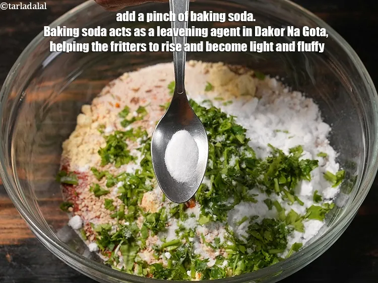 Step 33 – <p>Add a pinch&nbsp;<a href="https://www.tarladalal.com/glossary-baking-soda-soda-bi-carb-615i">baking soda</a>. Baking soda acts as a leavening agent in Dakor Na …