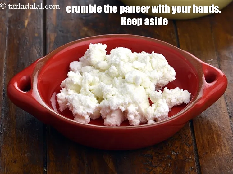Step 21 – <p>Crumble the paneer with your hands. Keep aside.</p>