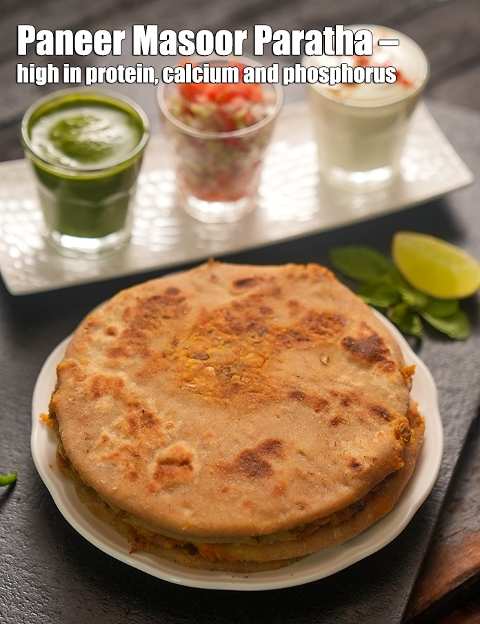 Step 56 – <p><strong>Paneer Masoor Paratha – high in protein, calcium and phosphorus</strong></p>