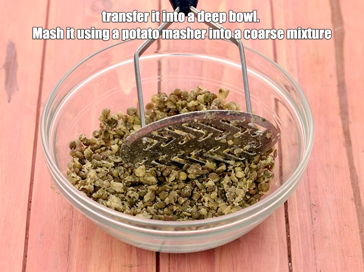 Step 36 – <p>And transfer it into a deep bowl. Mash it using a potato masher into a …