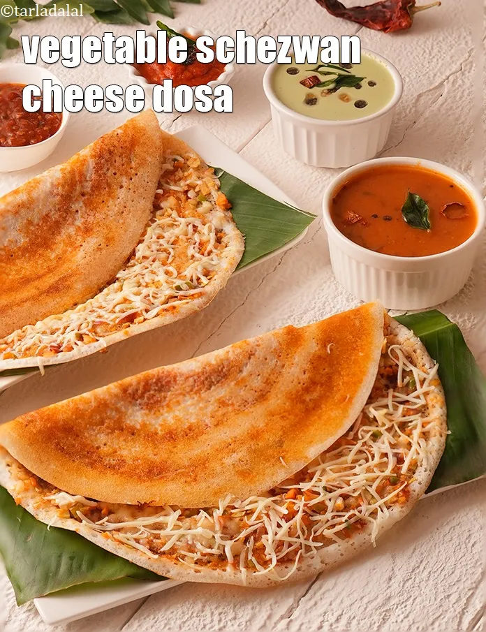 Step 16 – <p>Serve <strong>schezwan cheese dosa recipe | vegetable schezwan cheese dosa | cheese schezwan dosa |</strong> …