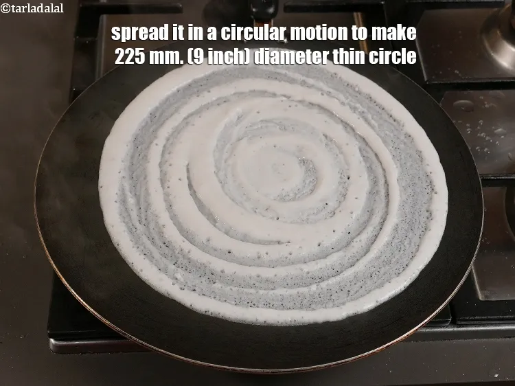 Step 7 – <p>Spread it in a circular motion to make a 225 mm. (9 inch) diameter thin …