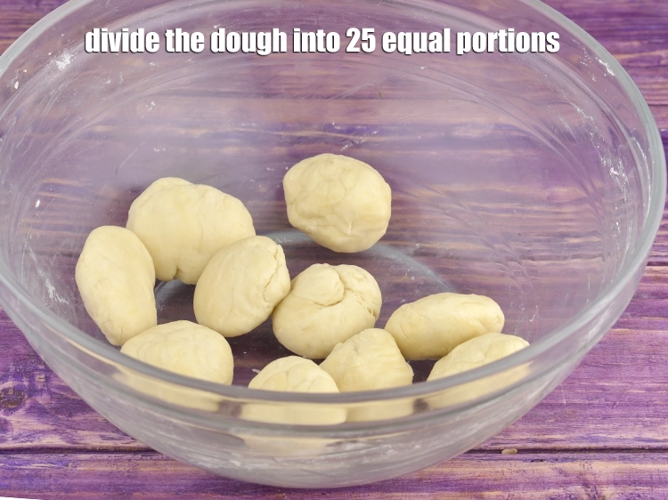 Step 5 – <p>Divide the dough into 25 equal portions.</p>
