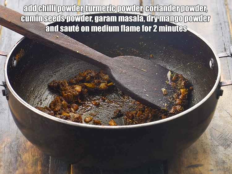Step 7 – <p>Add the <span style="background-color:rgb(255,255,255);color:rgb(0,0,0);">1 tsp </span><a href="https://www.tarladalal.com/glossary-chilli-powder-red-chilli-powder-339i"><u>chilli powder</u></a>, <span style="background-color:rgb(255,255,255);color:rgb(0,0,0);">1/4 tsp </span><a href="https://www.tarladalal.com/glossary-turmeric-powder-haldi-645i"><u>turmeric powder (haldi)</u></a>, …