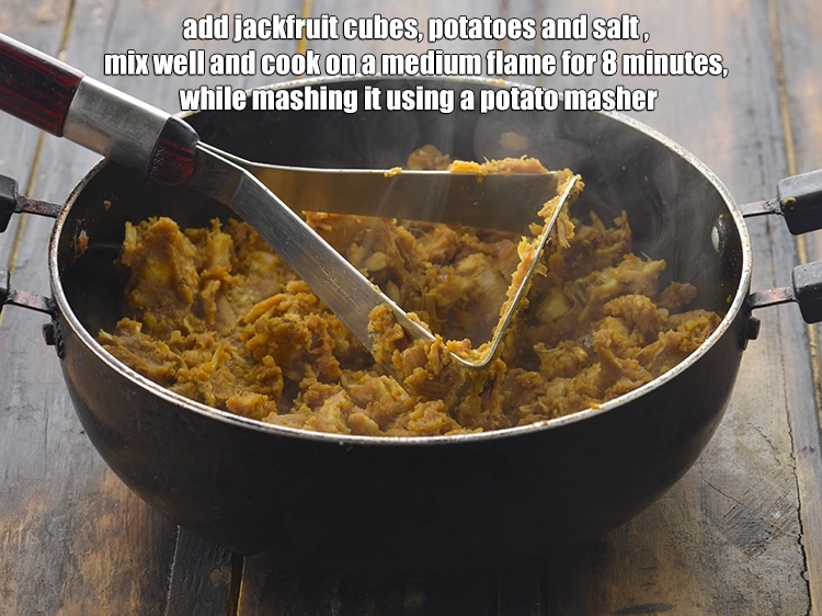Step 8 – <p><span style="background-color:rgb(255,255,255);color:rgb(0,0,0);">Add the 1 cup </span><a href="https://www.tarladalal.com/glossary-jackfruit-phanas-fanas-kathal-1528i#ing_2775"><u>boiled jackfruit (kathal / phanas) cubes</u></a><span style="background-color:rgb(255,255,255);color:rgb(0,0,0);">, 1 cup …