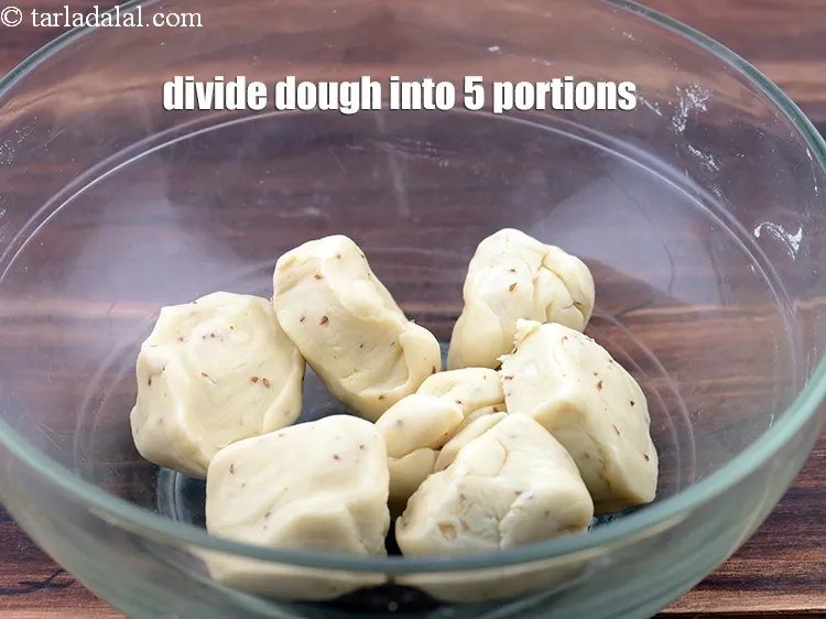 Step 22 – <p><span style="background-color:rgb(255,255,255);color:rgb(0,0,0);">Knead the dough well till smooth and elastic. Divide the dough into equal portions.</span></p>