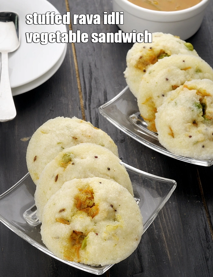 Step 10 – <p><span style="background-color:rgb(255,255,255);color:rgb(0,0,0);">Serve </span><strong>Stuffed Rava Idli Vegetable Sandwich </strong><span style="background-color:rgb(255,255,255);color:rgb(0,0,0);">hot with sambhar and coconut chutney.</span></p>