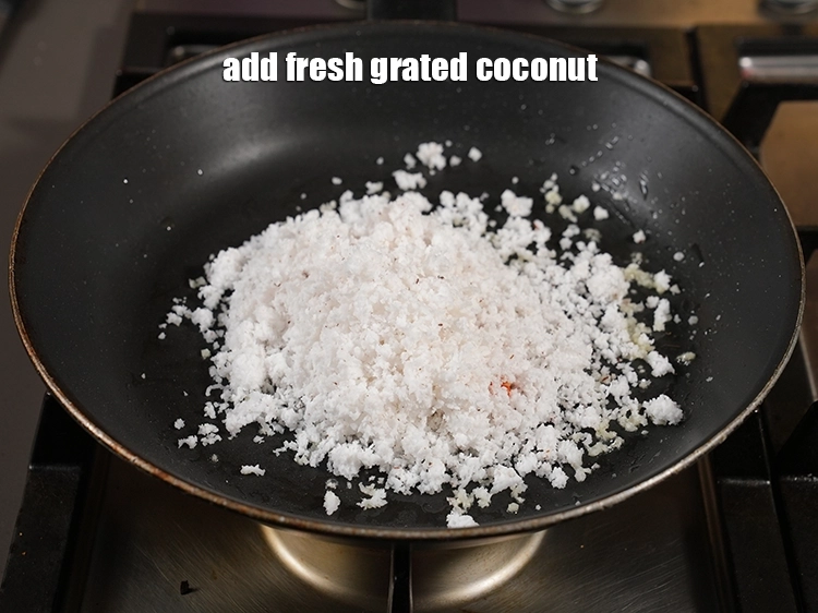 Step 6 – <p>Add <span style="background-color:rgb(255,255,255);color:rgb(0,0,0);">1 cup fresh </span><a href="https://www.tarladalal.com/glossary-coconut-nariyal-269i#ing_3229"><u>grated coconut</u></a>.</p>