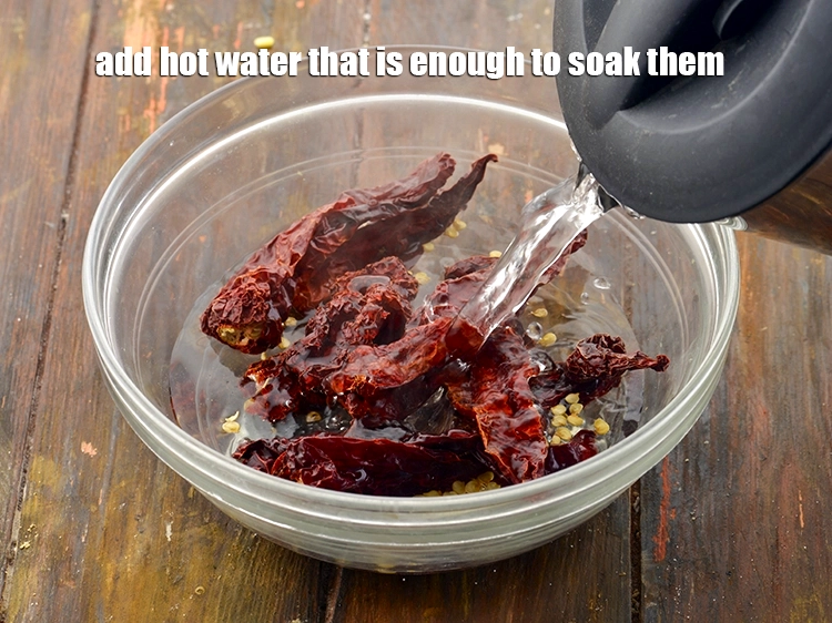 Step 3 – <p>Add <strong>hot water</strong> that is enough to soak them.</p>