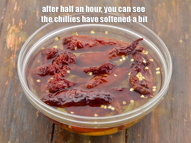 Step 5 – <p>After half an hour, you can see the chillies have softened a bit.</p>