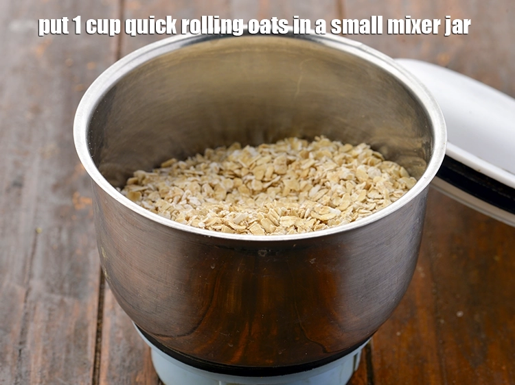 Step 2 – <p>To begin making the <strong>Vegetable Oats Pancake</strong>, we would require oats flour. Put 1 cup …