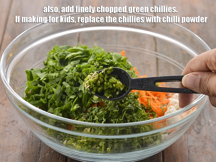 Step 8 – <p>Also, add <span style="background-color:rgb(255,255,255);color:rgb(0,0,0);">2 tsp finely </span><a href="https://www.tarladalal.com/glossary-green-chillies-hari-mirch-331i#ing_2388"><u>chopped green chillies</u></a>. If making for kids, replace …